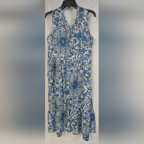 Johnny Was Blue Floral Print Midi Dress M - Picture 1 of 4